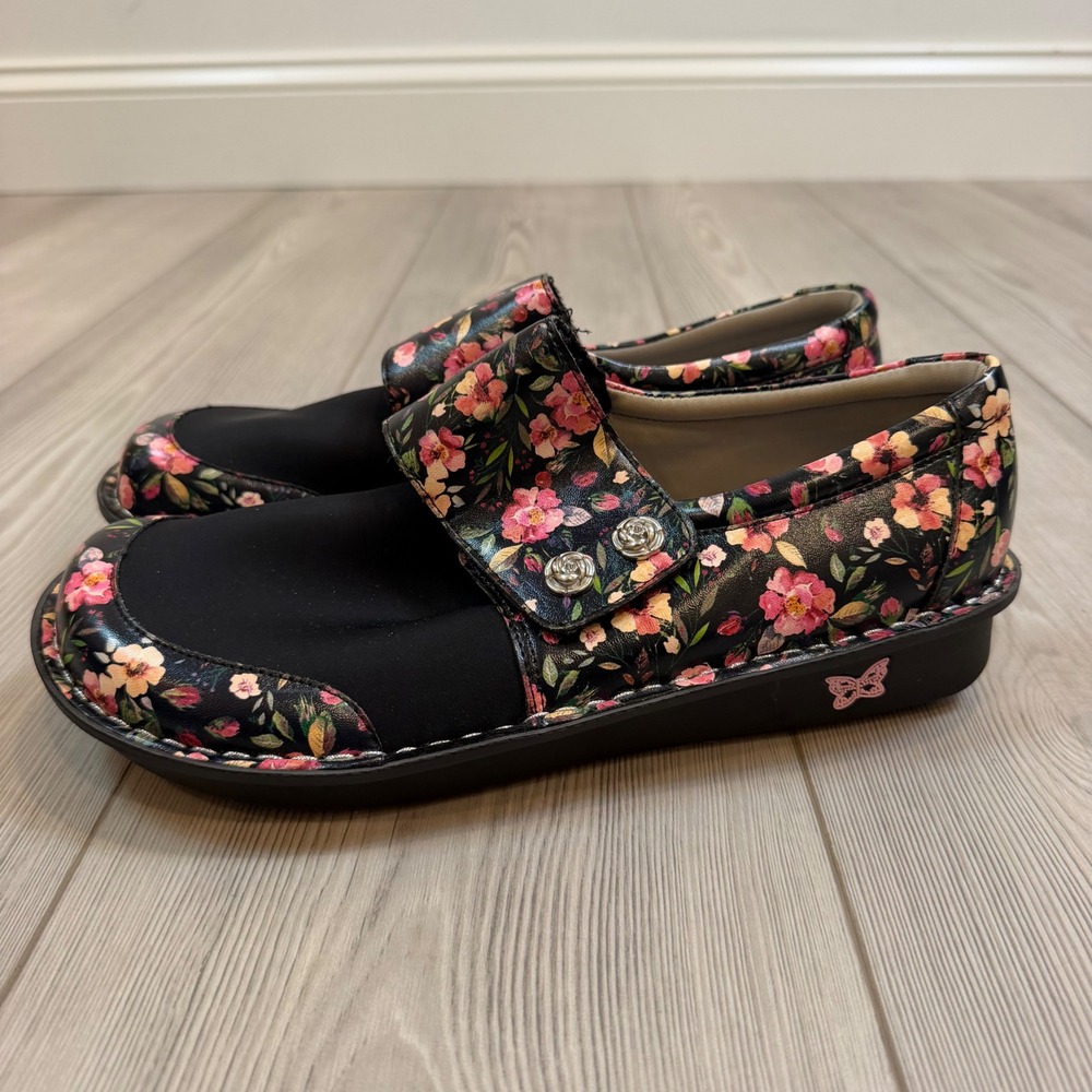 Alegria Leather Slip-On Shoes Sandy Pink Floral SAN-7823X Size 41 US 10.5-11